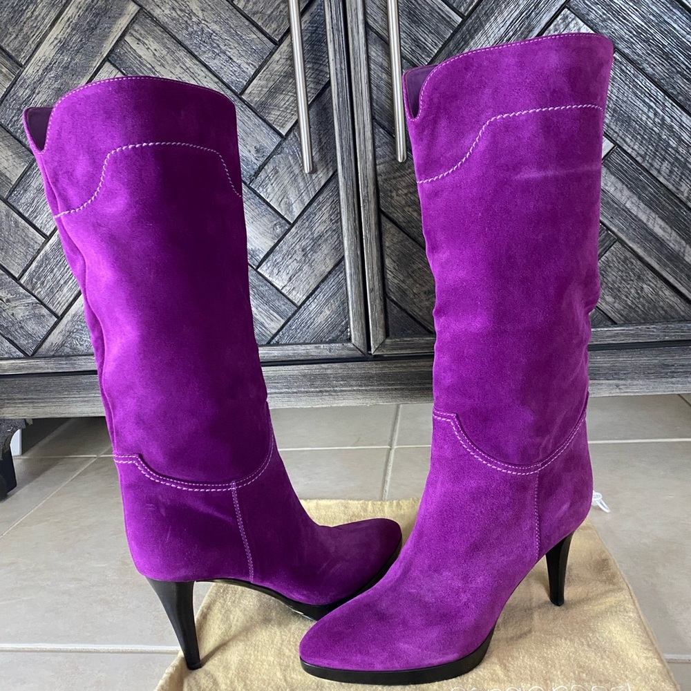 Sergio Rossi Purple Suede Leather Boots Size 37